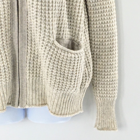 Wilfred Aritzia Cardigan Sweater Oatmeal Wool Alpaca Blend Zip Front Sz XXS - Picture 5 of 12